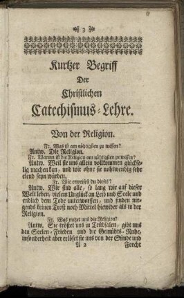 Kurtzer Begriff Der Christlichen Catechismus-Lehre.