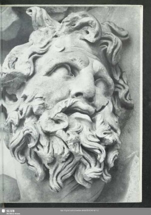 44 La frise est: Tête du géant Klytios