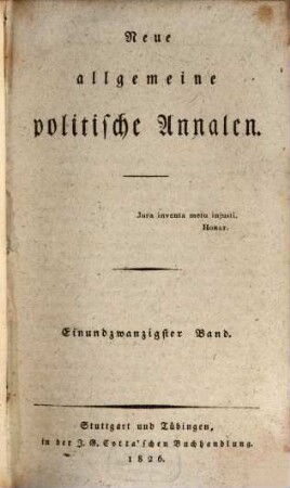 Neue allgemeine politische Annalen. 1826,4, 1826, [4] = Bd. 21