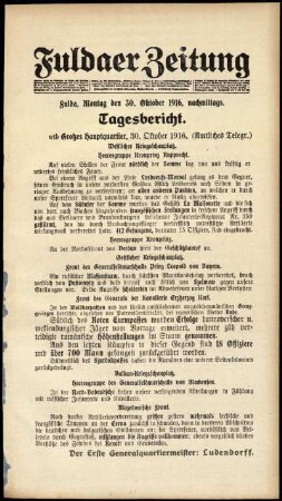Ausgabe vom Montag, den 30. Oktober 1916.