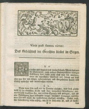 Das Gedächtniß der Gerechten bleibet im Seegen.