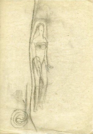 Rosenbauer, Gregor; Zeichnungen und freie Arbeiten - Weibliche Figur mit Baum und Schlange (Ansicht)