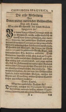 Die erste Abtheilung. Von Denen wieder-natürlichen Geschwulsten.