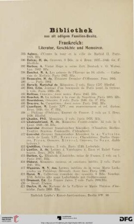 Frankreich: Literatur, Geschichte und Memoiren (Nr. 395-499)