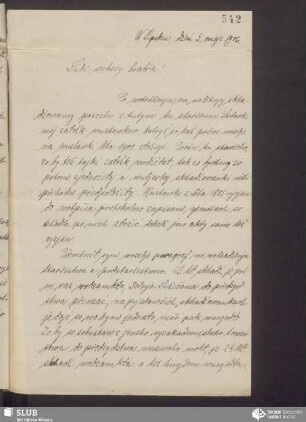 [list wot: „Serbska studowaca młodosć“/Korla Wyrgač, 05.05.1906]