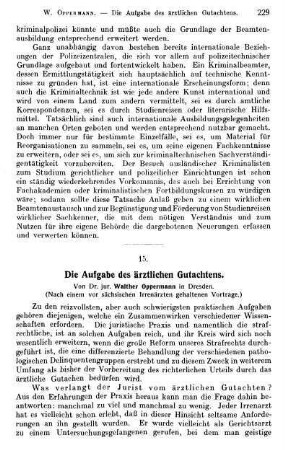 229-238, Die Aufgabe des ärztlichen Gutachtens