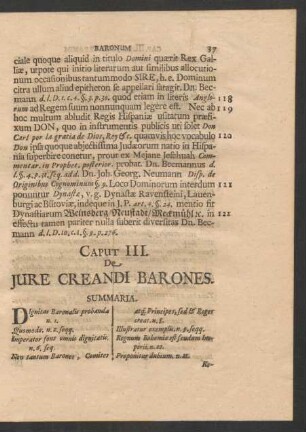 Caput III. De Iure Creandi Barones.
