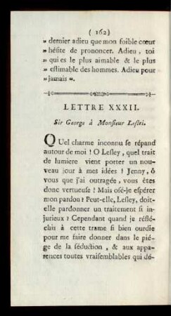 Lettre XXXII. Sir George à Monsieur Leslei.