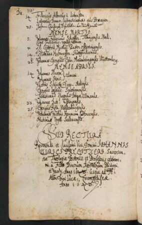 Sommerhalbjahr 1642. Rektorat Johann Ulrich Pregi(t)zer