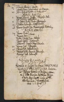 Sommerhalbjahr 1642. Rektorat Johann Ulrich Pregi(t)zer