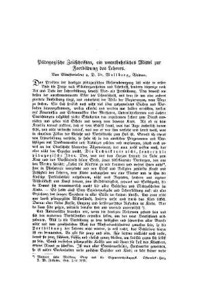Pädagogische Zeitschriften, ein unentbehrliches Mittel zur Fortbildung des Lehrers
