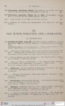 VII. Alte Städte-Ansichten und Landkarten (Nr. 1202 - 1515)