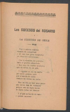 Los sucesos del Rosario y La cuestión de Chile