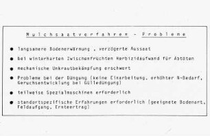 Mulchsaatverfahren - Probleme