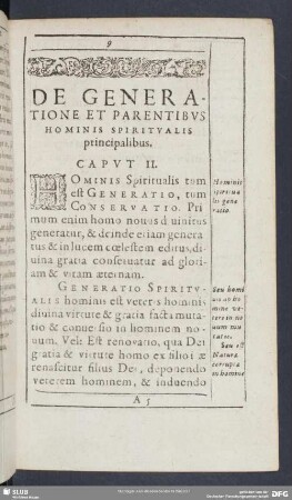 De Generatione Et Partentibus Hominis Spiritualis principalibus. Caput II.