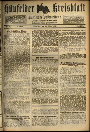 Zweite Ausgabe vom Donnerstag, den 12. März 1931.