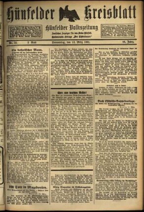 Zweite Ausgabe vom Donnerstag, den 12. März 1931.