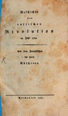 Geschichte der Russischen Revolution im Jahr 1762