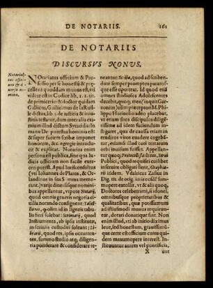 De Notariis Discursus Nonus.