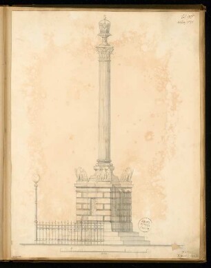 Gefallenendenkmal, Stendal Monatskonkurrenz März 1875: Aufriss 1:20; Maßstabsleiste