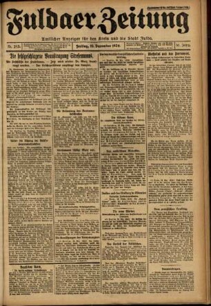 Erste Ausgabe vom Freitag, den 19. Dezember 1924.