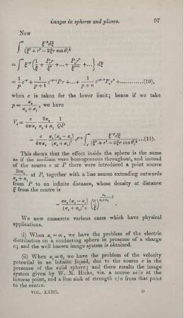 Electro-magnetic and other images in spheres and planes. [Fortsetzung].