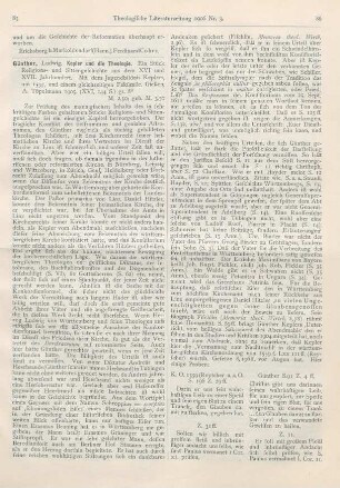 85-87 [Rezension] Günther, Ludwig, Kepler und die Theologie