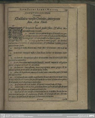 Caput Vigesimum Nonum. Chaldaica versio Onkelos, interprete Ben. Aria Mont.