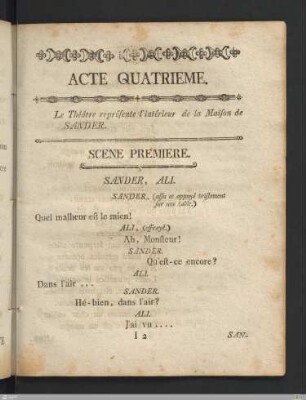 Acte Quatrieme: Scene Premiere.