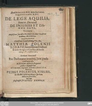 De Lege Aquilia, Item tit. Decret all. De Iniuriis Et Damno Dato, Themata
