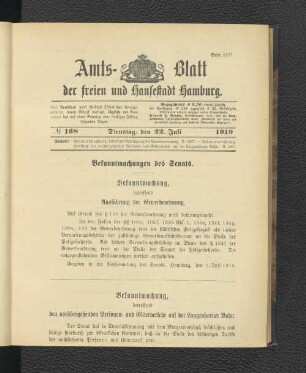 No.168, Dienstag, den 22. Juli 1919