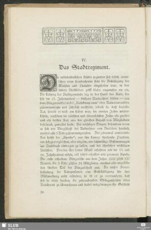 IV. Das Stadtregiment