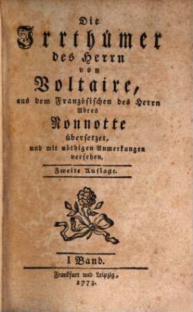Die Irrthümer des Herrn von Voltaire, 1