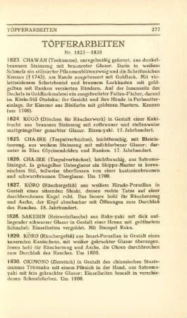 Töpferarbeiten. Nr. 1823-1838