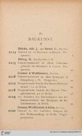 IV: Baukunst (Nr. 2114-2232)