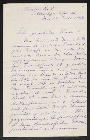 Brief von Martin Kriele an Gerhart Hauptmann