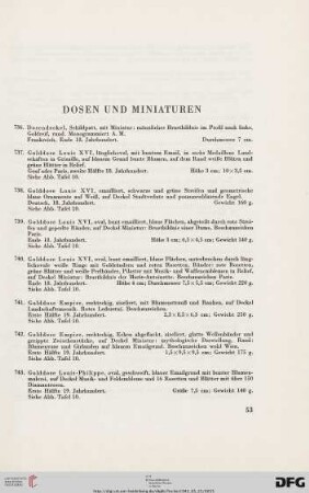 Dosen und Miniaturen (Nr. 736-786)