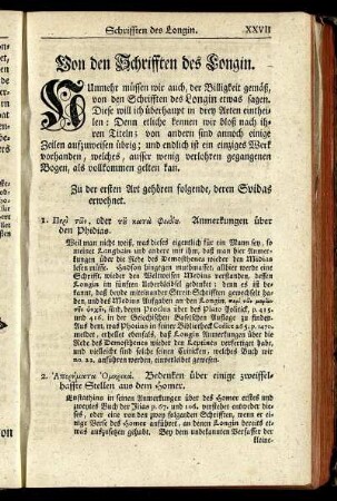 Von den Schrifften des Longin.