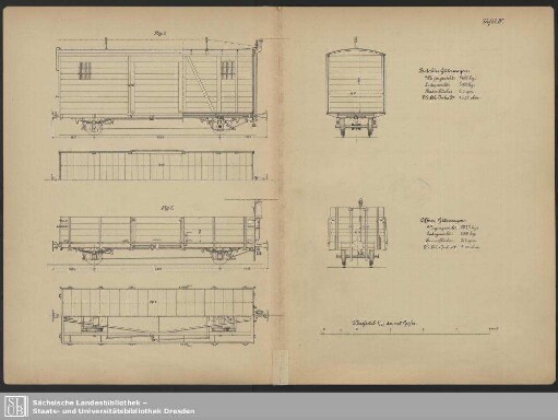 Tafel IV. Bedeckter Güterwagen. Offner Güterwagen