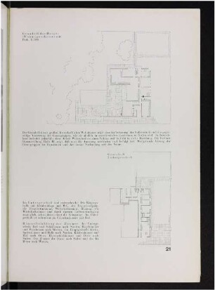 Grundriß des Haupt-(Wohn-)geschosses mit Park, 1:500. Grundriß Untergeschoß