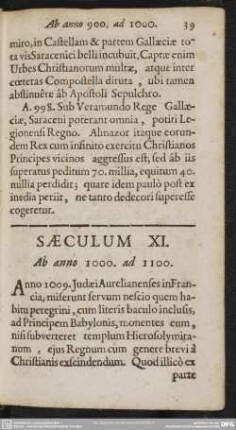 Saeculum XI. Ab anno 1000. ad 1100