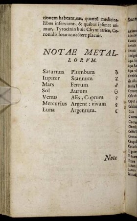 Notae Metallorum.