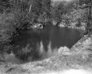 Muldenhammer-Tannenbergsthal-Gottesberg. Ehemaliger Bergbaustandort der SDAG Wismut. Wassergefüllte Waschbleipinge
