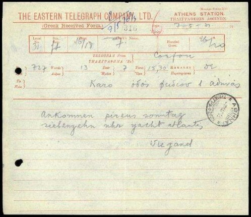 T. Wiegand an G. Karo