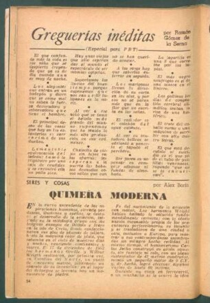 Quimera moderna : Seres y cosas