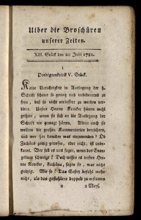 XII. Stück den 20 Julii 1782