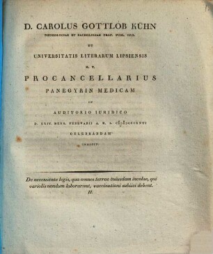 De necessitate legis, qua omnes terrae cuiusdam incolae, qui variolis nondum laborarunt, vaccinationi subiici debent II