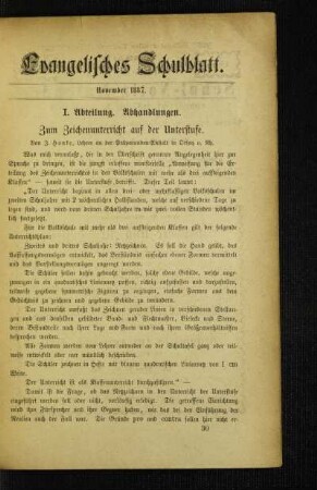 Zum Zeichenunterricht auf der Unterstufe