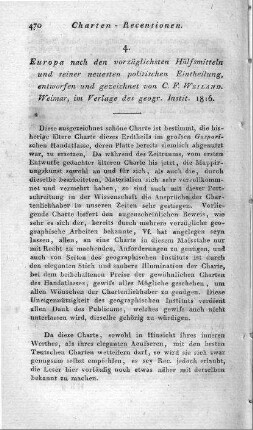 Europa nach den vorzüglichsten Hülfsmitteln und seiner neuesten politischen Eintheilung / entworfen und gezeichnet von C .F. Weiland. - Weimar : Geographisches Institut, 1816