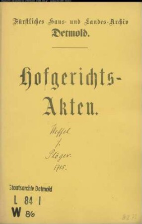 Weffel, Gerhard Konrad gegen Plöger zu Dehlentrup bzw. Klütemeier - Verpfändetes Land